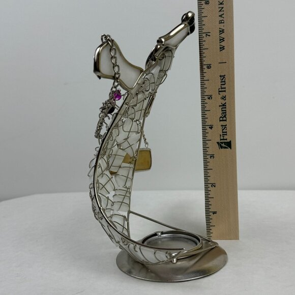 Vintage Halloween Stained Glass Ghost Candle Holder Boo Sign Chains 8.5" - Picture 10 of 12